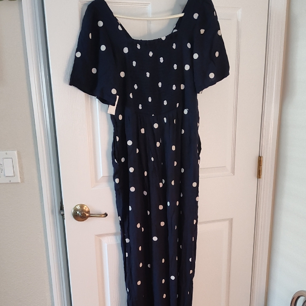 Old Navy Dark Blue Jumpsuit with White Dots - Picture 5 of 6